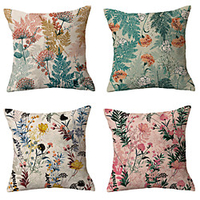 Pastoral Floral Double Side Cushion Cover 4PC Soft Decorative Square Throw Pillow Cover Cushion Case Pillowcase for Sofa Bedroom Livingroom Outdoor Superior Quality Machine Washable Outdoor Cushion for Sofa Couch Bed Chair miniinthebox