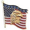 patriotic gold tone enameled freedom bald eagle united states flag lapel pin,  7/8 inch