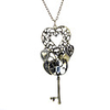 Peach Heart Key Metal Necklace