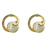 Pearl Alloy Earrings With Zircon