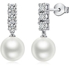 pearl dangle earrings fashion drop pearl earrings for women sterling silver hypoallergenic faux pearl earrings dangle drop pearl earrings white cubic zirconia pearl earrings women pearl silver earring