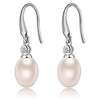 pearl earrings freshwater for women sterling silver drop dangle pearl earrings