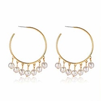 pearl hoop earrings for women lightweight faux pearl beaded earrings open hoop dangle earrings bridal gifts (pearls dangle hoop style)