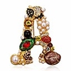 pearl initial letter brooch crystal rhinestone alphabet breastpin personalized design for clothes hats christmas stockings decor