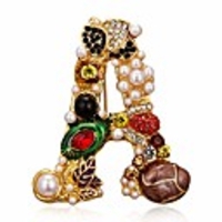 pearl initial letter brooch crystal rhinestone alphabet breastpin personalized design for clothes hats christmas stockings decor