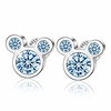 pearl stud earrrings for women,  925 silver sparkling mini mouse with fashion cubic zirconia studs,  shell pearl women jewelry (blue)