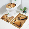 Pebble Foot Print Toilet Floor Mat Three-piece Bathroom Non-slip Absorbent Carpet Set