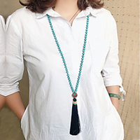 Pendant Long Turquoise Necklace Beaded Necklace Beads Simple Vintage Classic Folk Style Cord Acrylic Stone Picture color 80 cm Necklace Jewelry 1pc For Gift Prom Birthday Party Beach Festival miniinthebox