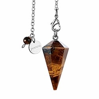 pendulum crystal natural yellow tiger eye reiki energy healing pendant necklace for women divination dowsing (crystal with 2 chains)