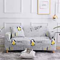 Penguin Print 1-Piece Sofa Cover Couch Cover Furniture Protector Soft Stretch Slipcover Spandex Jacquard Fabric Super Fit for 1~4 Cushion Couch and L Shape Sofa, Easy to Install(1 Free Cushion Cover)