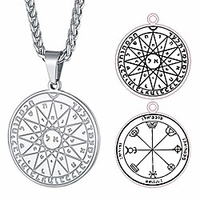pentacle of the mercury talisman necklace for women,  stainless steel key of solomon seal pendant hermetic enochian kabbalah pagan wiccan jewelry