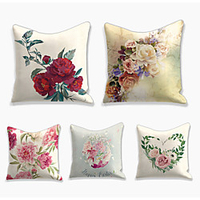 Peony Double Side Cushion Cover 5C Soft Decorative Square Throw Pillow Cover Cushion Case Pillowcase for Bedroom Livingroom Superior Quality Machine Washable Indoor Cushion for Sofa Couch Bed Chair miniinthebox
