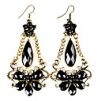 Persian Black Star Resin Gem-Studded Earrings