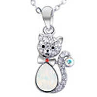Persian Cat Austrian Crystal Necklace