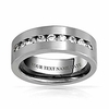 personalized channel set aaa cubic zirconia silver tone mens titanium wide wedding band ring for men 8mm custom engraved