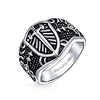 personalized mens viking shield maltase fleur de lis cross signet band ring for men stainless steel custom engraved