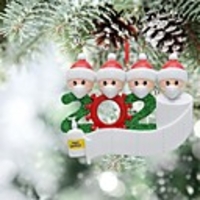 Personalized Quarantine Family 2020 Christmas Ornament Family of 3 Pcs Gifts for Grandkids Co-Workers Friends (WE Customize for You,  Family of 2~4, 10cm8cm)