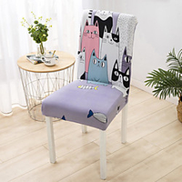 Pet Cat Print Super Soft Chair Cover Stretch Removable Washable Dining Room Chair Protector Slipcovers Home Decor Dining Room Seat Cover miniinthebox