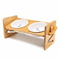 pet raised bowl for cats and small dog adjustable elevated dog cat food and water bowl stand feeder with 2 ceramic bowls