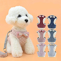Pets Harness Leash Cute and Cuddly Vest Adorable Hiking Walking Polka Dot Plaid / Check Stripes Nylon Cotton Bichon Frise Schnauzer Poodle Chihuahua Pomeranian Small Dog Black Red Light Red miniinthebox