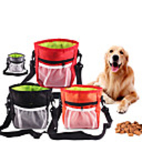 Pets Treat Pouch Bag Portable Mini Durable Solid Colored Fashion Oxford Cloth Black Red Gray