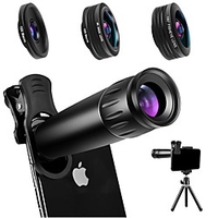 Phone Camera Lens Fish-Eye Lens Long Focal Lens Wide-Angle Lens 10X and above 120 ° Lens with Stand for Samsung Galaxy iPhone miniinthebox