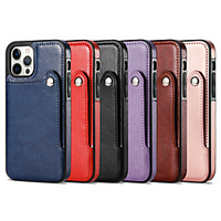 Phone Case For Apple Back Cover iPhone 12 Pro Max 11 SE 2020 X XR XS Max 8 7 6 Card Holder Shockproof Dustproof Solid Colored PU Leather TPU miniinthebox