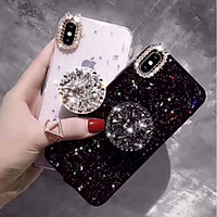 Phone Case For Apple Back Cover iPhone 12 Pro Max 11 SE 2020 X XR XS Max 8 7 6 iPhone 11 Pro Max SE 2020 X XR XS Max 8 7 6 Rhinestone with Stand Glitter Shine Hard TPU miniinthebox