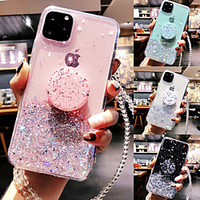 Phone Case For Apple Back Cover iPhone 13 iPhone 12 Pro Max 11 SE 2020 X XR XS Max 8 7 6 iPhone 13 Pro Max iPhone 13 Mini iPhone 13 Pro Ring Holder Translucent Glitter Shine Glitter Shine TPU miniinthebox