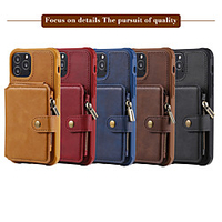 Phone Case For Apple Back Cover Leather iPhone 12 Pro Max 11 SE 2020 X XR XS Max 8 7 Card Holder Shockproof Solid Color PU Leather TPU miniinthebox