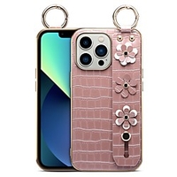Phone Case For Apple Back Cover Leather iPhone 13 iPhone 13 Pro Max iPhone 13 Mini iPhone 13 Pro iPhone 12 iPhone 12 Pro Max iPhone 12 Pro Shockproof Dustproof with Wrist Strap Lines / Waves Flower miniinthebox