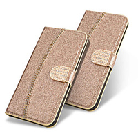 Phone Case For Apple Full Body Case Leather Wallet Card iPhone 12 Pro Max 11 SE 2020 X XR XS Max 8 7 6 Wallet Card Holder Flip Solid Color Glitter Shine Hard PU Leather miniinthebox