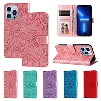 Phone Case For Apple Leather iPhone 13 Pro Max 12 11 SE 2022 X XR XS Max 8 7 Portable Wallet Flip Solid Colored Flower PU Leather miniinthebox
