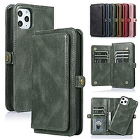 Phone Case For Apple Wallet Card iPhone 13 Pro Max 12 11 SE 2022 X XR XS Max 8 7 Zipper Shockproof with Removable Cross Body Strap Solid Colored TPU PU Leather miniinthebox