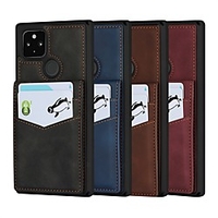 Phone Case For Google Back Cover Google Pixel 4a Google Pixel 5 Card Holder Shockproof Dustproof Solid Colored PU Leather Genuine Leather miniinthebox
