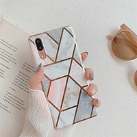Phone Case For Huawei Back Cover Huawei P20 Huawei P20 Pro Huawei P20 lite Huawei P30 Huawei P30 Pro Huawei P30 Lite Plating IMD Pattern Geometric Pattern Marble TPU miniinthebox