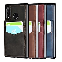 Phone Case For Huawei Back Cover P30 Lite Card Holder Shockproof Dustproof Solid Colored PU Leather Genuine Leather miniinthebox