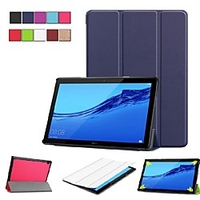 Phone Case For Huawei Full Body Case Huawei Mediapad T5 10 Huawei MediaPad T3 10(AGS-W09,  AGS-L09,  AGS-L03) with Stand Flip Origami Solid Colored Hard PU Leather miniinthebox