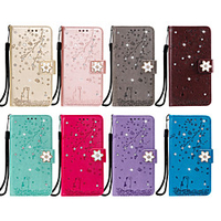 Phone Case For LGFull Body Case Leather Flip LGV30 LGStylo 4 LGStylo 5 LGK10 2018 LGG7 LGG6 LGQ60 LGK50 K8 2018 / K9 Card Holder Flip Pattern Flower / Floral Glitter Shine PU Leather TPU miniinthebox