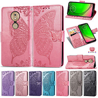 Phone Case For Motorola Moto G7 Moto G7 Power Embossed Flip with Stand Full Body Cases Flower Butterfly Soft leather for Moto G7 Moto G7 Play Moto G7 Power miniinthebox