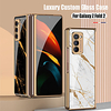 Phone Case For Samsung Galaxy Back Cover Flip Galaxy Z Fold 2 Galaxy Z Flip Shockproof Plating Flip Scenery Geometric Pattern Marble TPU Tempered Glass miniinthebox