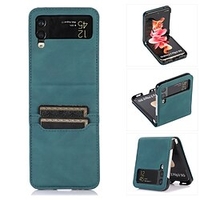 Phone Case For Samsung Galaxy Flip Z Flip 3 Flip Shockproof Card Holder Slots Solid Colored PU Leather miniinthebox