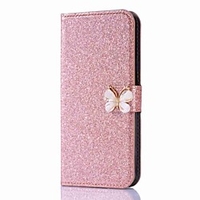 Phone Case For Samsung Galaxy Full Body Case J7 J7 (2016) J5 J5 (2016) J3 J3 (2016) Wallet Card Holder Rhinestone Butterfly Glitter Shine Hard PU Leather miniinthebox