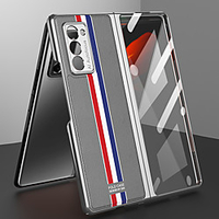 Phone Case For Samsung Galaxy Full Body Case Leather Flip Galaxy Z Fold 2 Plating Flip Solid Color PU Leather PC miniinthebox