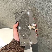 Phone Case For Samsung Galaxy Full Body Case Wallet Card S21 Plus Ultra A72 A52 A42 A32 Wallet Card Holder Rhinestone Butterfly Flower miniinthebox