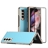Phone Case For Samsung Galaxy Full Body Case Z Fold3 and Screen Protector Shockproof Dustproof Solid Colored PC Metal miniinthebox