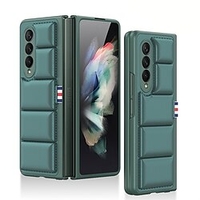 Phone Case For Samsung Galaxy Full Body Case Z Fold3 Portable Full Body Protective Shockproof Solid Colored PU Leather miniinthebox