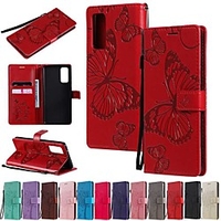 Phone Case For Samsung Galaxy Galaxy S21 S20 FE 5G S10 Plus S20 Ultra Wallet Card Holder with Stand Full Body Cases Butterfly leather miniinthebox