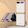 Phone Case For Samsung Galaxy Galaxy Z Flip Shockproof Plating Ultra-thin Back Cover Lines Waves Word Phrase Genuine Leather miniinthebox