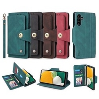 Phone Case For Samsung Galaxy Wallet Card A53 S22 Ultra Plus FE A72 Samsung A13 5G Shockproof with Wrist Strap Card Holder Slots Solid Colored PU Leather miniinthebox